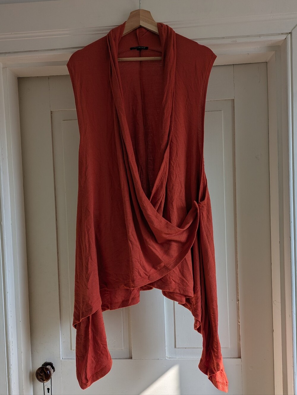 Pumpkin Colored Versitile Vest/Top w/ Waterfall Bottom or Side Button Style-L